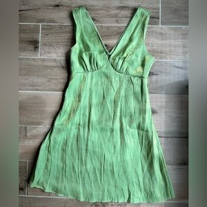 green v-neck dress